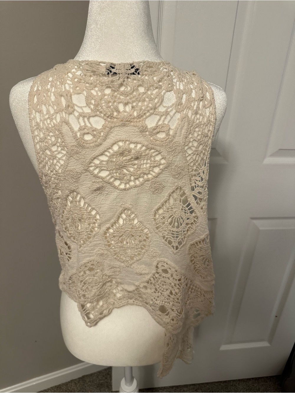 Crochet Lace cardigan  Top in Beige